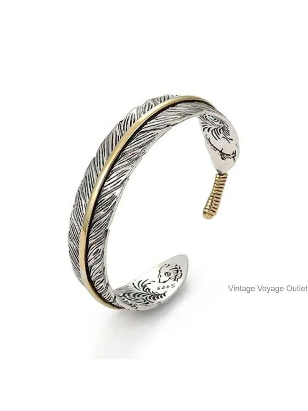 Vintage Silver Feather Bracelet Adjustable Cuff Charm Jewelry for Women Men